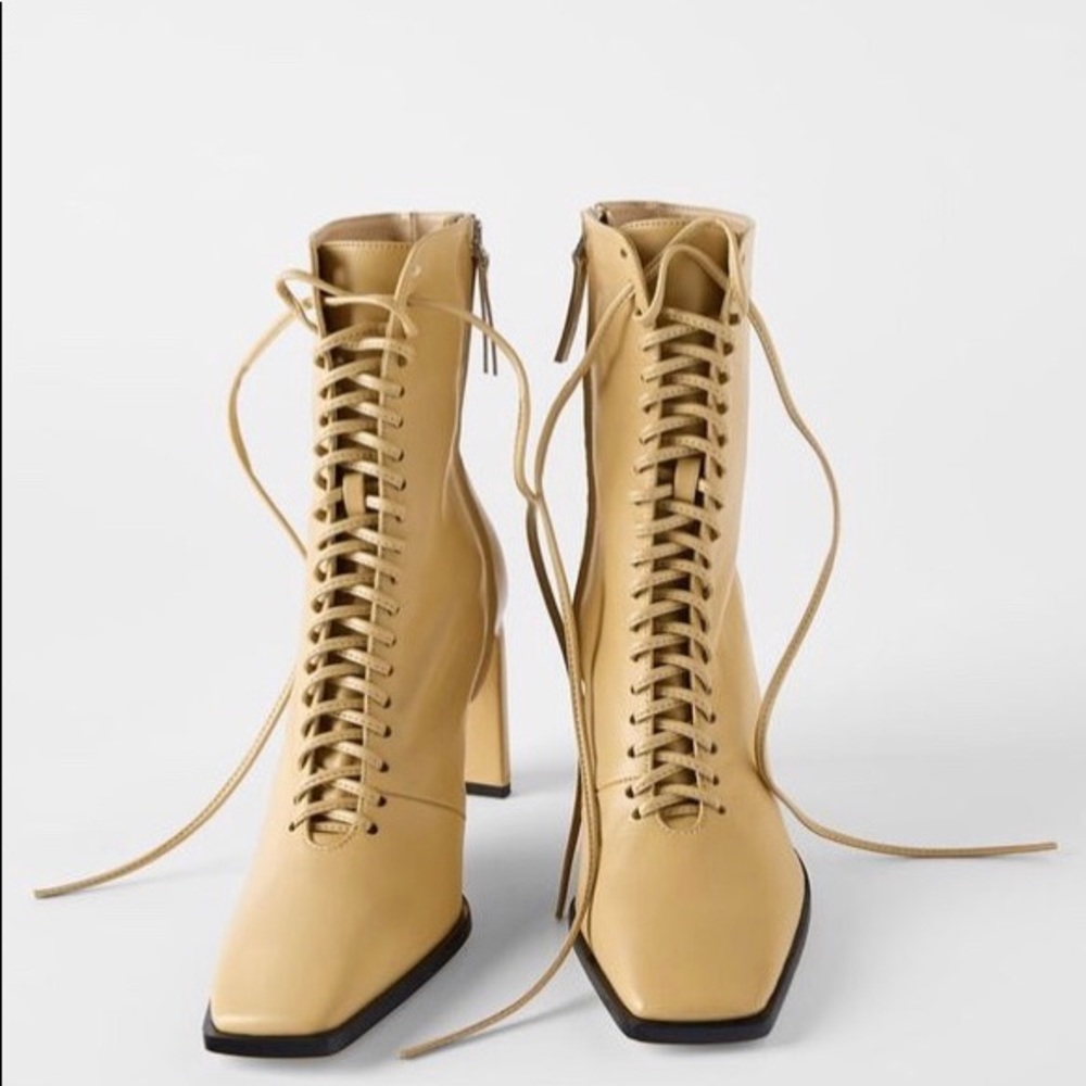 Zara Leather High-Heel Ankle Boots